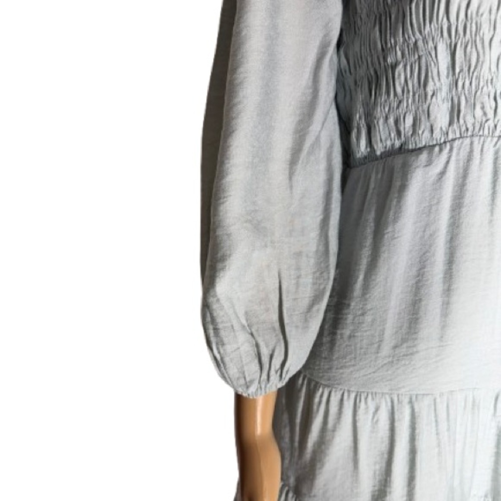 Blu Pepper Mint Green Smocked V-Neck Tiered Mini Dress Size Medium - Picture 7 of 12